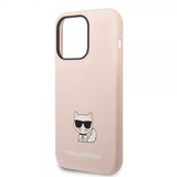Karl Lagerfeld iPhone 14 Pro Kuori Nestemäinen silikoni Choupette Pinkki