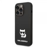 Karl Lagerfeld iPhone 14 Pro Suojakuori Liquid Silicone Choupette Musta