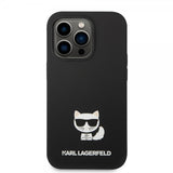 Karl Lagerfeld iPhone 14 Pro Suojakuori Liquid Silicone Choupette Musta