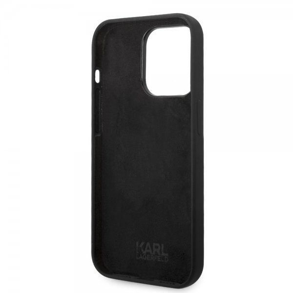 Karl Lagerfeld iPhone 14 Pro Suojakuori Liquid Silicone Choupette Musta