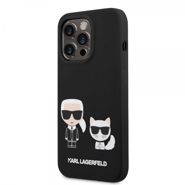 Karl Lagerfeld iPhone 14 Pro Kuori Liquid Silicone Karl & Choupette MagSafe Musta