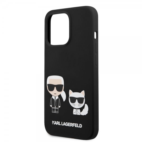 Karl Lagerfeld iPhone 14 Pro Kuori Liquid Silicone Karl & Choupette MagSafe Musta
