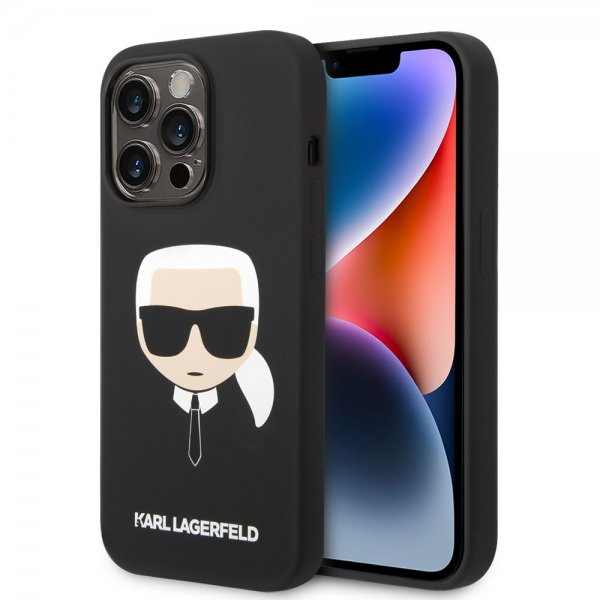 Karl Lagerfeld iPhone 14 Pro -kuori Liquid Silicone Karl MagSafe Musta