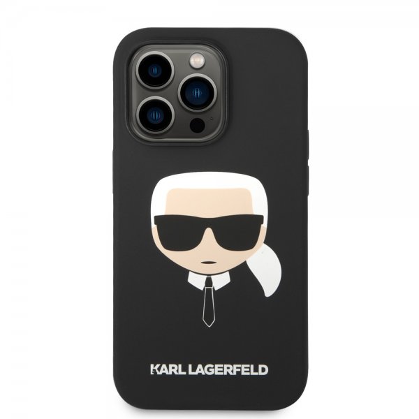 Karl Lagerfeld iPhone 14 Pro -kuori Liquid Silicone Karl MagSafe Musta