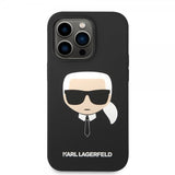 Karl Lagerfeld iPhone 14 Pro -kuori Liquid Silicone Karl MagSafe Musta