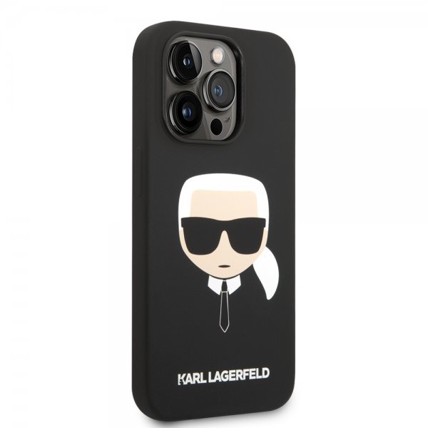 Karl Lagerfeld iPhone 14 Pro -kuori Liquid Silicone Karl MagSafe Musta