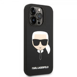 Karl Lagerfeld iPhone 14 Pro -kuori Liquid Silicone Karl MagSafe Musta