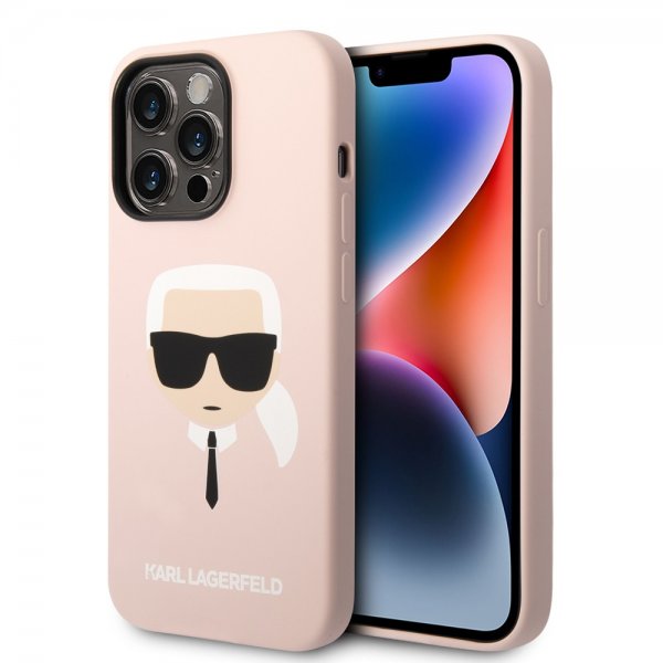 Karl Lagerfeld iPhone 14 Pro -kuoret Liquid Silicone Karl Pink