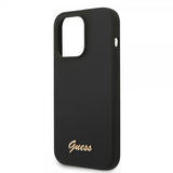 Guess iPhone 14 Pro -kuoret, Liquid Silicone Metal Logo, musta