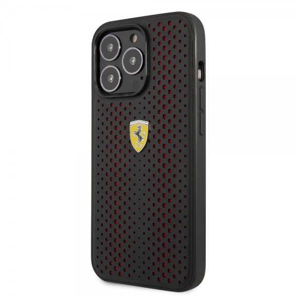 Ferrari iPhone 14 Pro Kuoret Logo Perforoitu Punainen