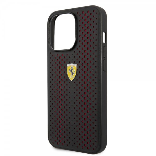 Ferrari iPhone 14 Pro Kuoret Logo Perforoitu Punainen