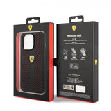 Ferrari iPhone 14 Pro Kuoret Logo Perforoitu Punainen