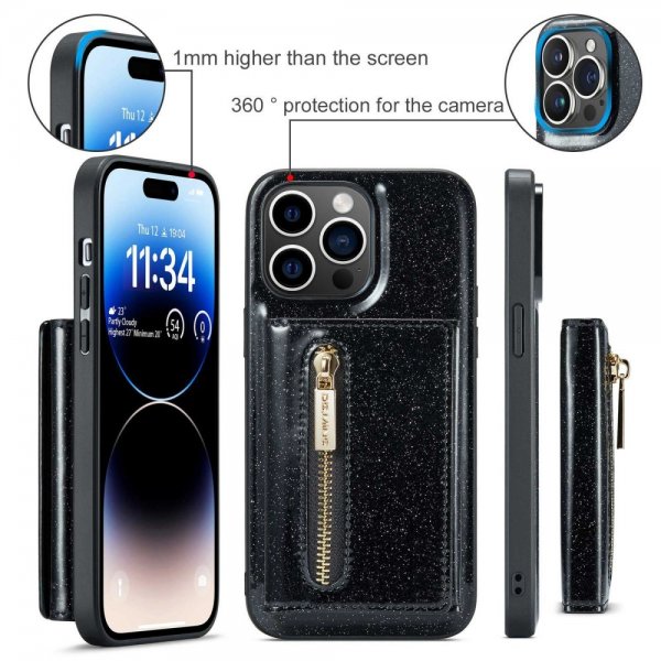 Dg.Ming iPhone 14 Pro -suojakuori M3 Series irrotettavalla korttipidikkeellä, musta