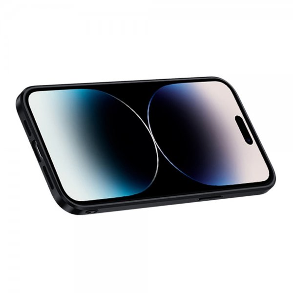 Sulada iPhone 14 Pro -suojakuori jalustalla, ruskea