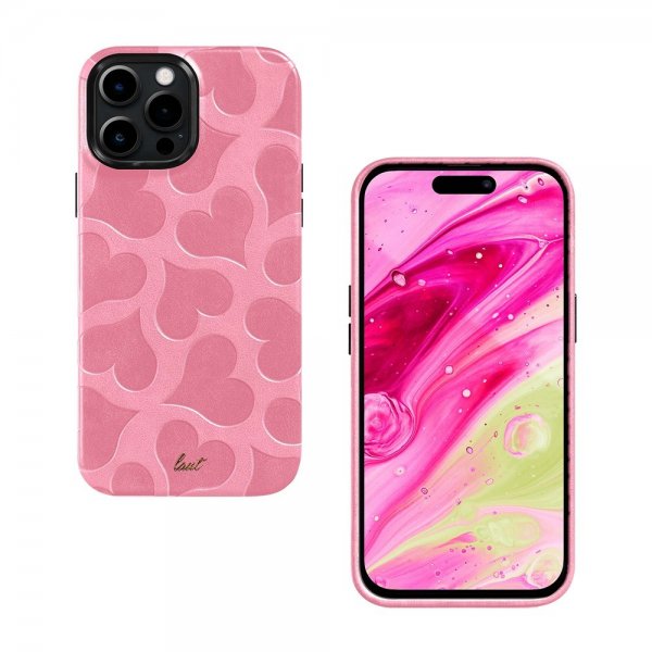 LAUT iPhone 14 Pro -suojakuori Motif MagSafe Pink Hearts