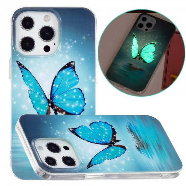 iPhone 14 Pro Kuori Kuviollinen Sininen Perhonen