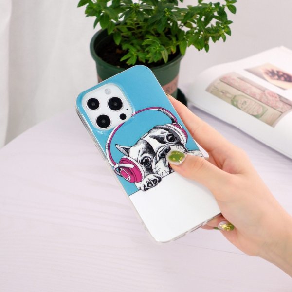 iPhone 14 Pro Kuoret Koirakuvio Kuulokkeilla