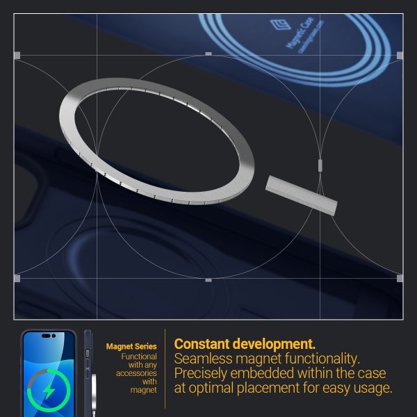 Caseology iPhone 14 Pro -suojakuori Parallax Mag Midnight Blue