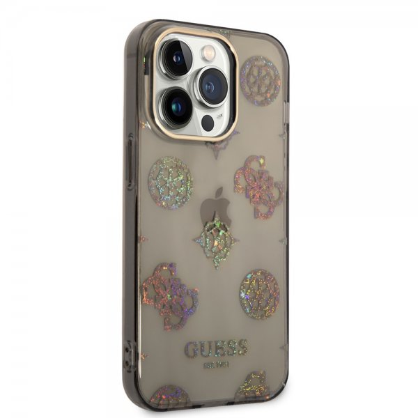 Guess iPhone 14 Pro Kuori Peony Glitter Musta