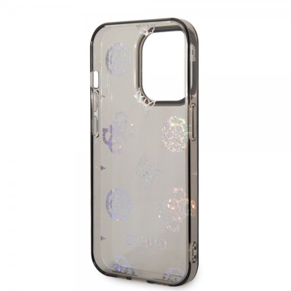 Guess iPhone 14 Pro Kuori Peony Glitter Musta