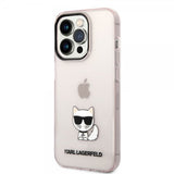 Karl Lagerfeld iPhone 14 Pro -kuori painettu Choupette läpinäkyvä pinkki