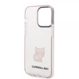Karl Lagerfeld iPhone 14 Pro -kuori painettu Choupette läpinäkyvä pinkki
