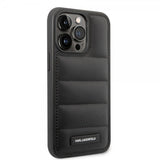 Karl Lagerfeld iPhone 14 Pro Suojakuori Quilted Nylon Puffy Case Logo Plate Musta