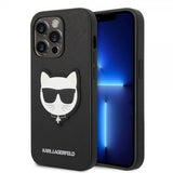 Karl Lagerfeld iPhone 14 Pro Saffiano Choupette -suojakuori, musta