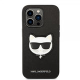 Karl Lagerfeld iPhone 14 Pro Saffiano Choupette -suojakuori, musta