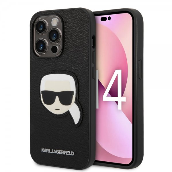 Karl Lagerfeld iPhone 14 Pro Saffiano Karl -kuori, musta