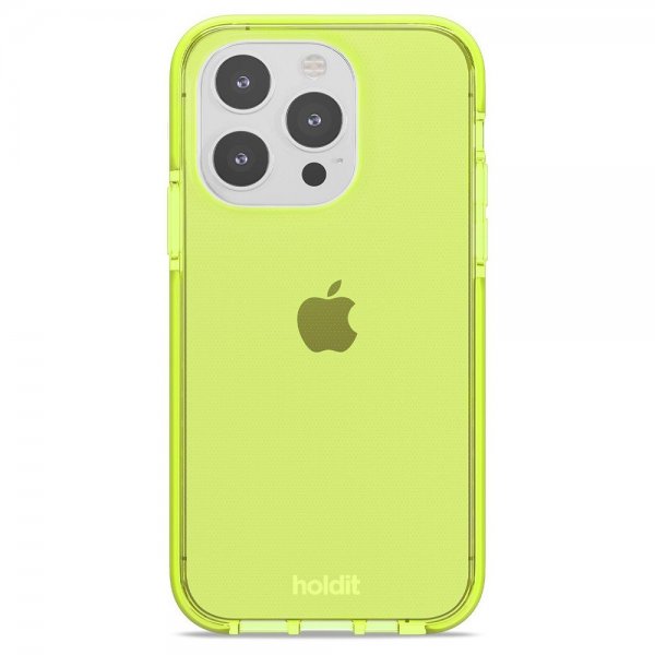 Holdit iPhone 14 Pro -suojakuori, läpinäkyvä (Acid Green)