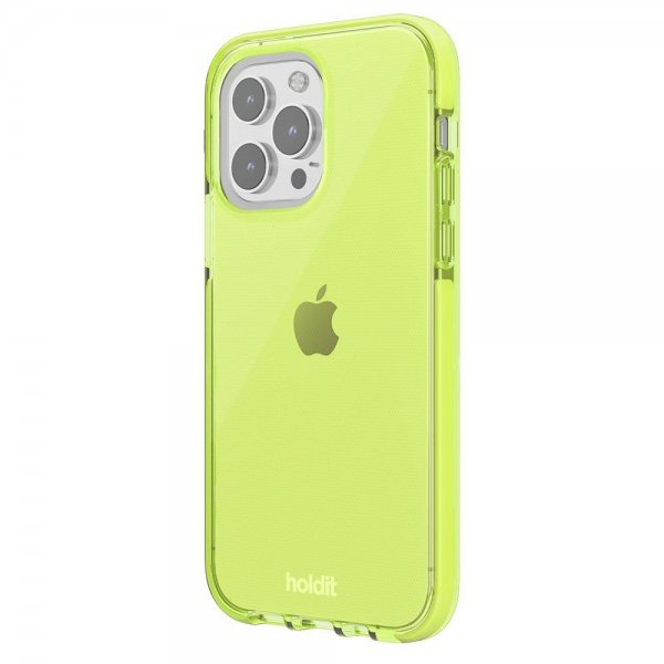 Holdit iPhone 14 Pro -suojakuori, läpinäkyvä (Acid Green)