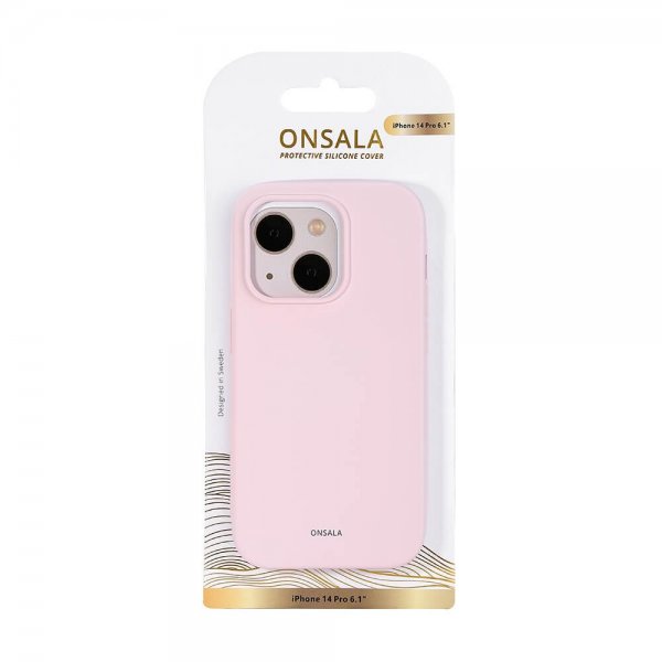 Onsala iPhone 14 Pro -silikonikuori, Chalk Pink