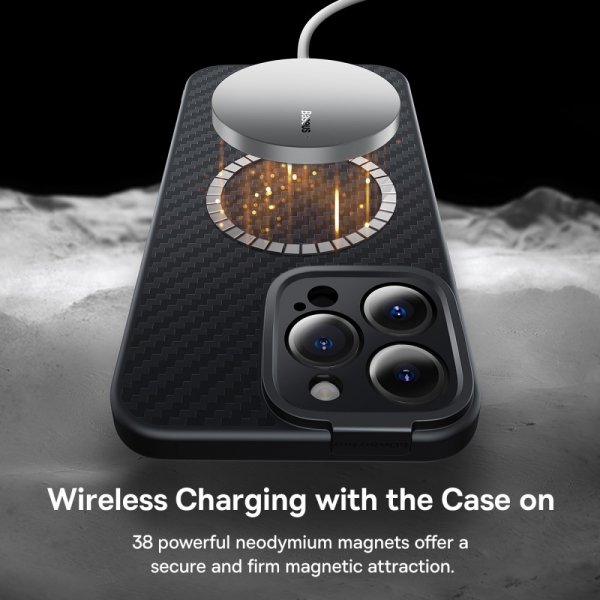 Baseus iPhone 14 Pro Kuori Synteettikuitu MagSafe Musta