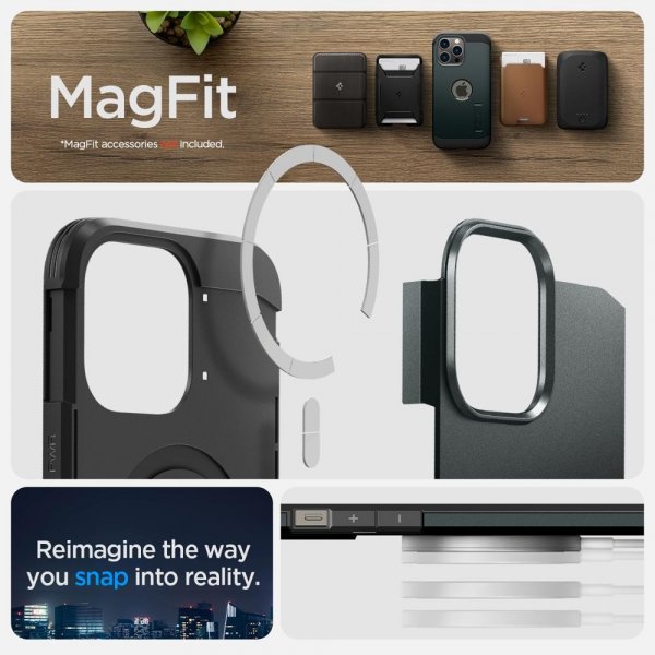 Spigen iPhone 14 Pro -suojakuori Tough Armor MagFit Abyss Green