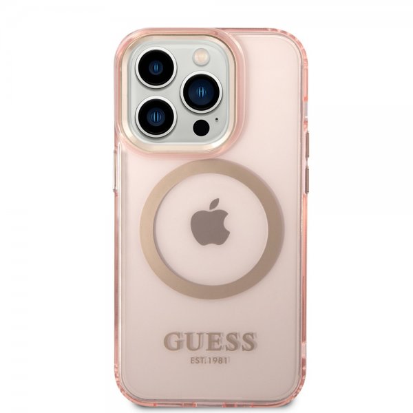 Guess iPhone 14 Pro Kuoret Translucent MagSafe Pinkki