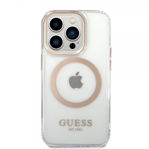 Guess iPhone 14 Pro Kuori Läpinäkyvä MagSafe Kulta Läpinäkyvä