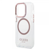 Guess iPhone 14 Pro Kuori Läpinäkyvä MagSafe Pinkki Läpinäkyvä