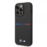 BMW iPhone 14 Pro -suojakuori, Tricolor Line & Logo, musta