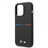 BMW iPhone 14 Pro -suojakuori, Tricolor Line & Logo, musta