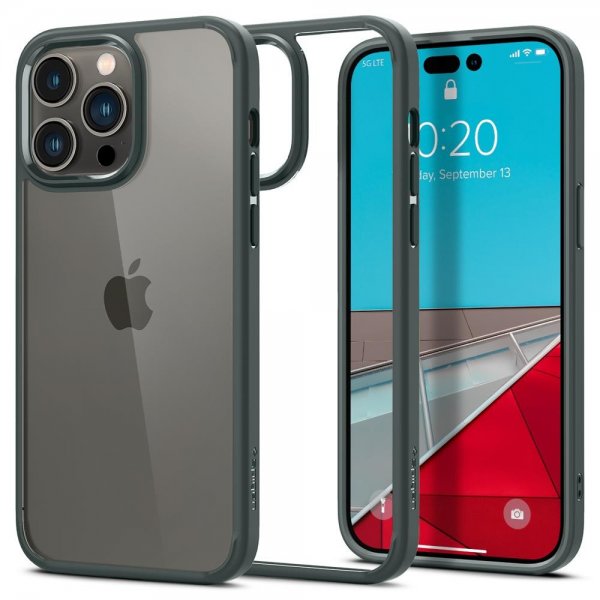 Spigen iPhone 14 Pro -suojakuori Ultra Hybrid Abyss Green