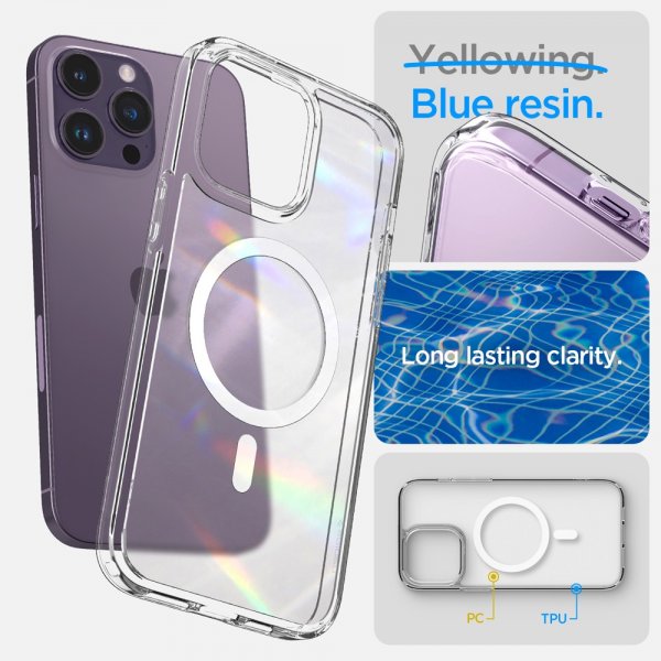 Spigen iPhone 14 Pro -suojakuori Ultra Hybrid MagFit Frost Clear