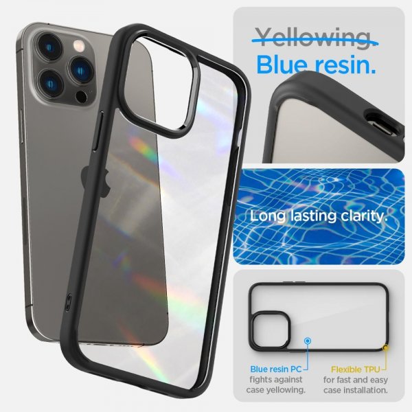 Spigen iPhone 14 Pro -kuori, Ultra Hybrid, mattamusta