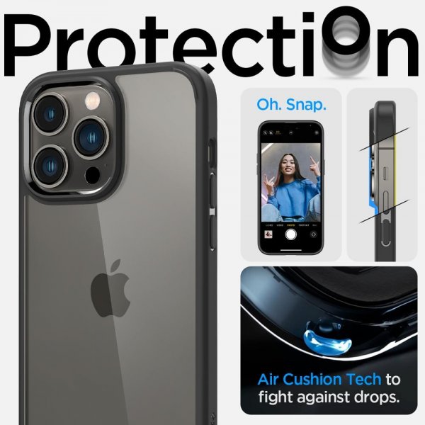 Spigen iPhone 14 Pro -kuori, Ultra Hybrid, mattamusta