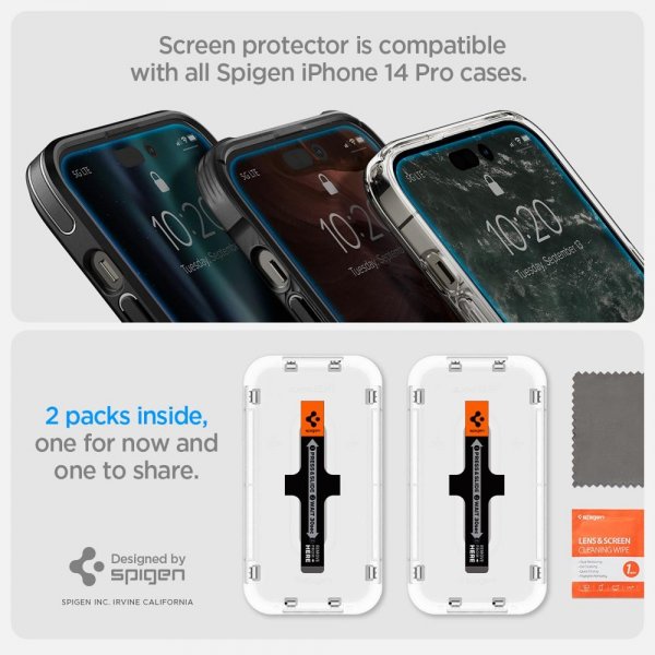 Spigen iPhone 14 Pro Näytönsuoja GLAS.tR EZ Fit 2-pakkaus