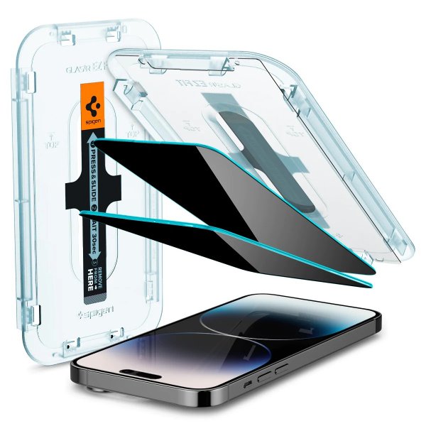 Spigen iPhone 14 Pro -näytönsuoja GLAS.tR EZ Fit Privacy 2 kpl