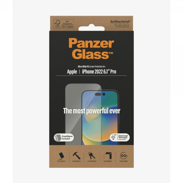 PanzerGlass iPhone 14 Pro -näytönsuoja Ultra-Wide Fit EasyAligner