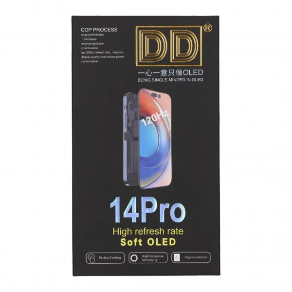 iPhone 14 Pro Soft OLED -näyttö, korkealaatuinen, musta (DD-merkkinen)
