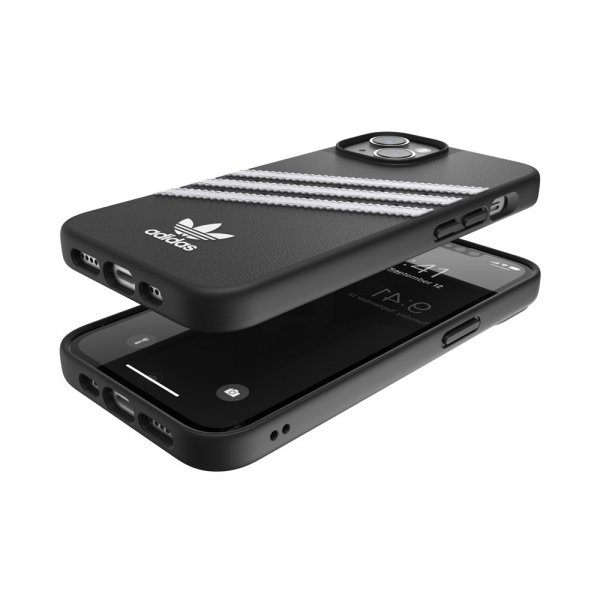 Adidas iPhone 14 -kuori 3 Stripes Snap Case, musta/valkoinen