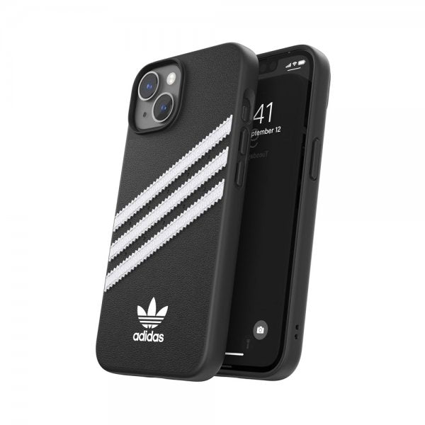 Adidas iPhone 14 -kuori 3 Stripes Snap Case, musta/valkoinen